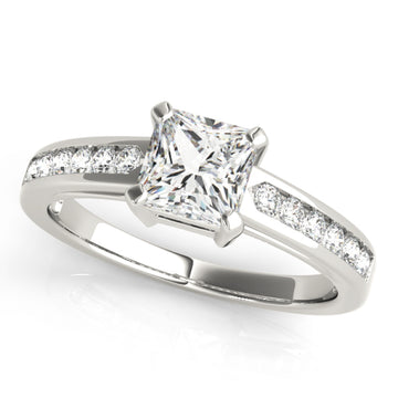 Silver Single Row Engagement Ring Channel Set